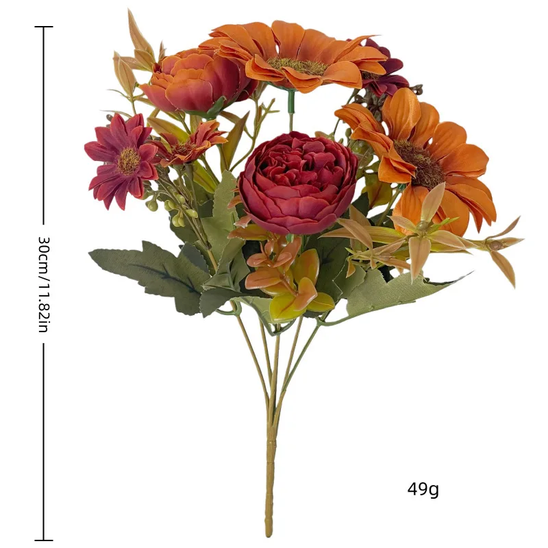 6 Head Autumn Simulation Sunflower Peony Bouquet Home Decoration Sunflower Living Room Decoration Fake Flowers