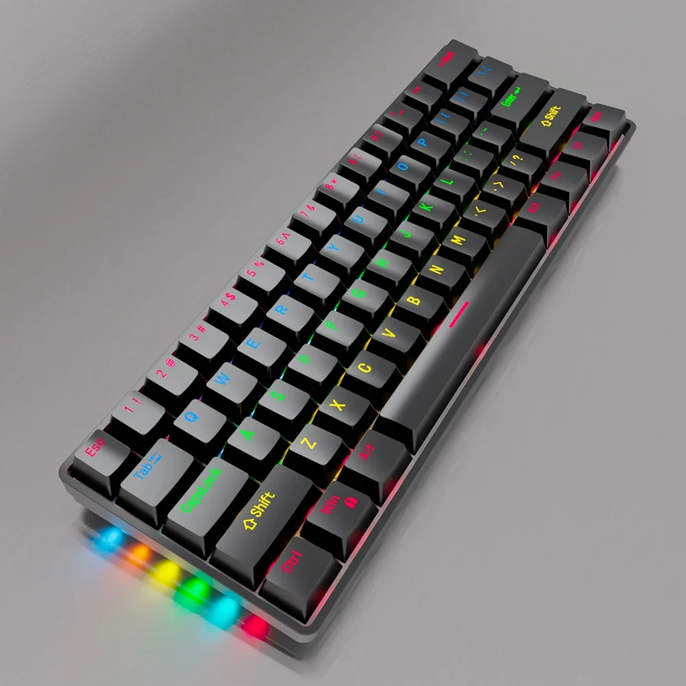 Wireless 2.4G Mechanical RGB Keyboard Gaming Keyboard 61Keys 3 Modes  Lighting Effect Bluetooth-Compatible for PC Laptop
