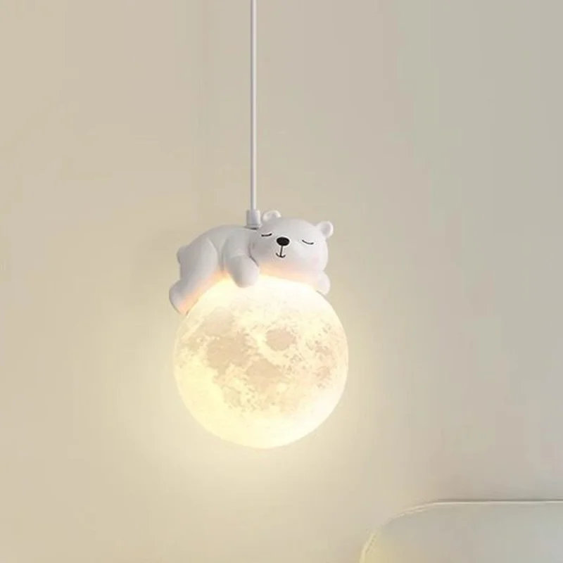 Nordic Little Bear LED Pendant Lamp Cute Rabbit For Hanging Lamp Dining Room Child Bedroom Bedside Chandelier Home Decor Fixture