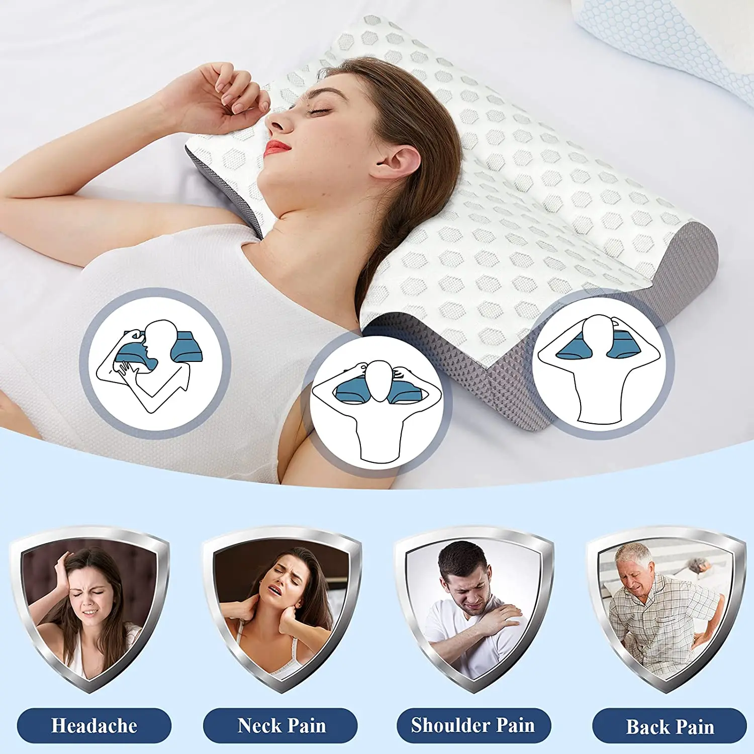 Neck Pillow Sleeping Pillow Reverse Ttraction Memory Foam Neck Pillow Ergonomics Neck Pain Pillow Relieve Cervical Pain