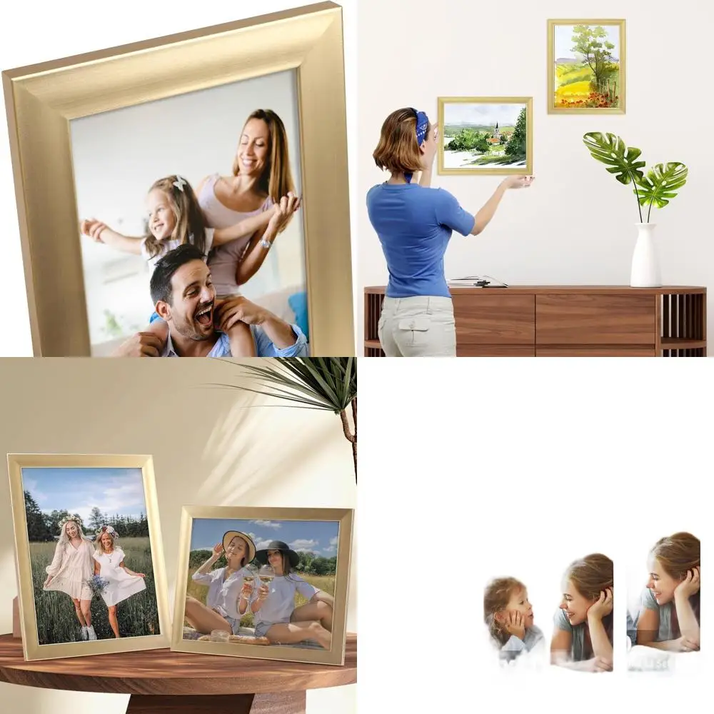 

Набор из 12 современных золотых фоторамок 8x10, для настенного или настольного размещения