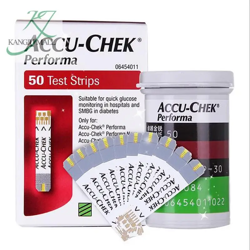 Tiras reactivas Accu Chek Performa para medidor de glucosa en sangre, glucómetro para diabetes, 50/100 unidades (Fecha de vencimiento: Última fecha)