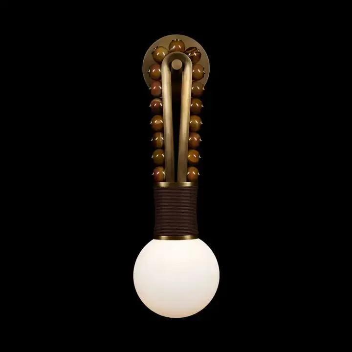 

American Retro Agate Wall Sconce Brass and Jade Stone Gemstone Lamp Customize Rustic Luxury Designer Apparatus Light