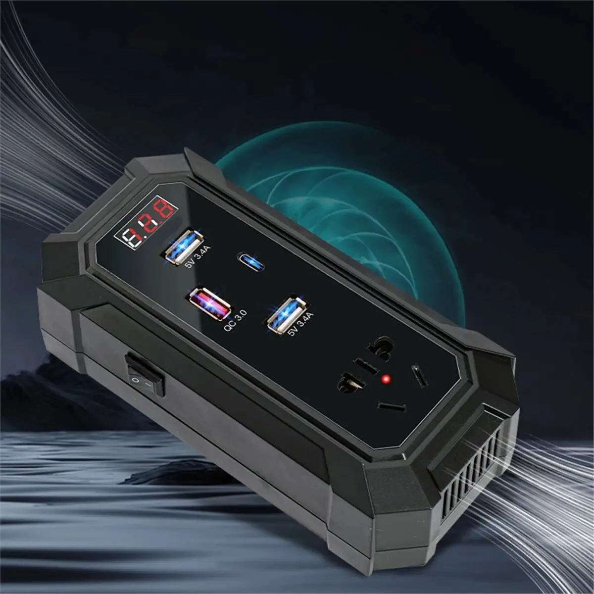 ABZJ Simplified Vehicle Power Supply Reliable Conversion of DC12/24 Volts Into Usable Alternating Current with USB Outputs