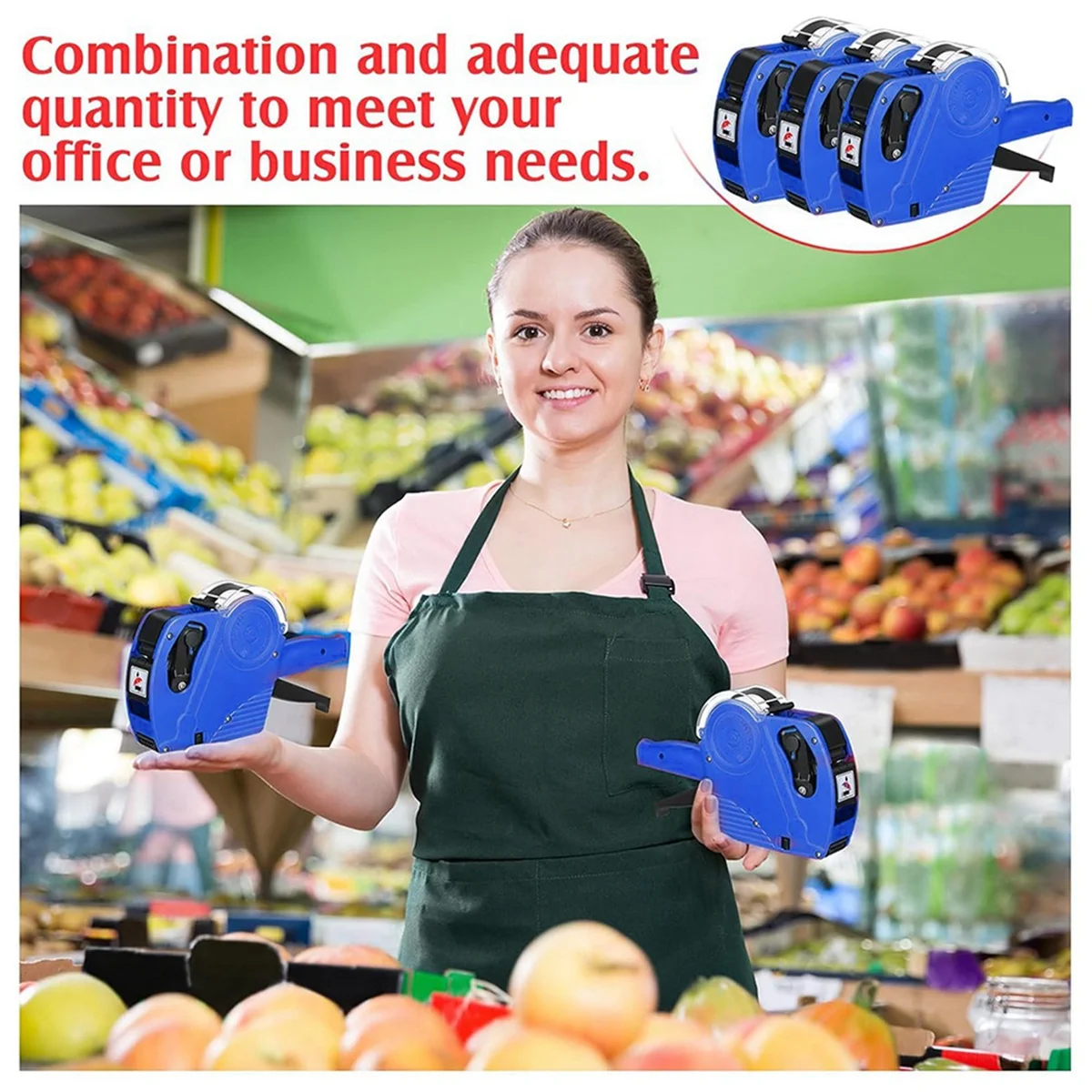 

A45I 3 Pack 8 Digits Price Tag- Pricing- Label Pricing- Kit with 30 Rolls Labels & 9 Ink Rollers Blue