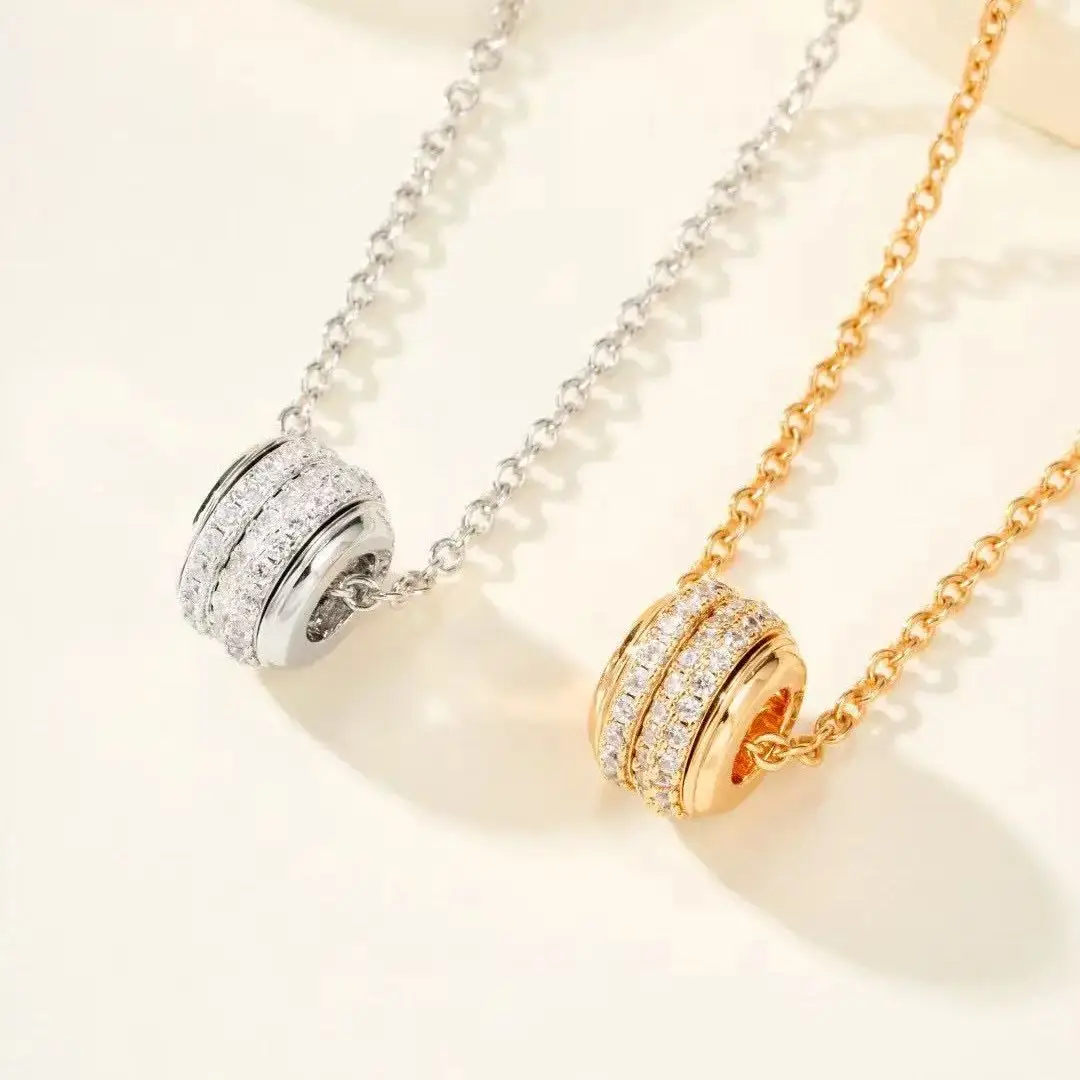 

French high Version 4A Zircon Rotatable Necklace Festival Gift Fashion Party Elegant Necklace Three Circles High JewelryNecklace
