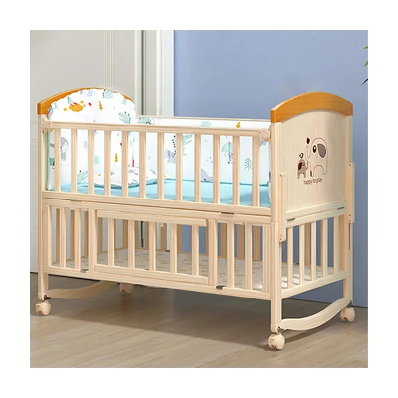 

Multifunctional Adjustable Wooden Luxury Cot Diaper Hanging Storage Bag Organizer Beds Cribs Baby Crib for Babies