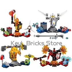 4Set Nexo Knights Battle Suit Mech Building Blocks Clay Lance Axl Figures Fortrex Chariot Bricks Toys For Boys Kids Gifts