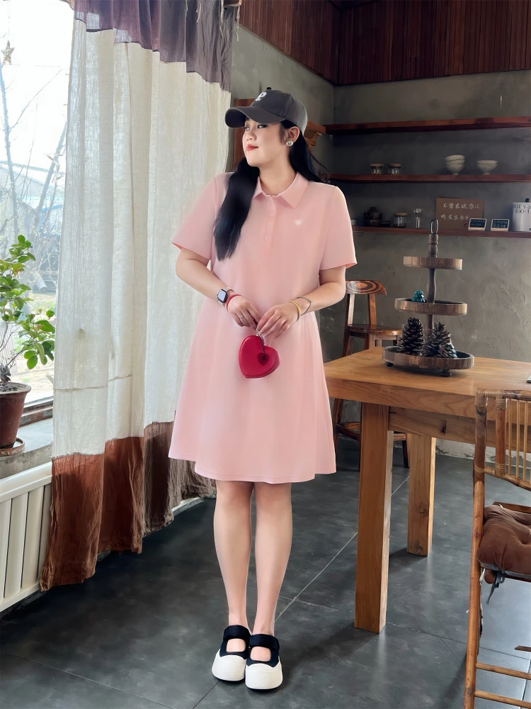 

Свободное повседневное платье А-силуэта с коротким рукавом для женщин больших размеров, летнее, удобное, с завышенной талией, из смесового хлопка