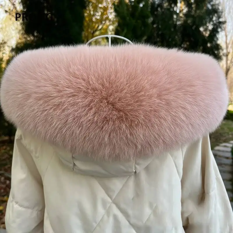 Super large real fox fur collar, single purchase down jacket pie, overcome male and female universal real fur hat collar, wool view 4