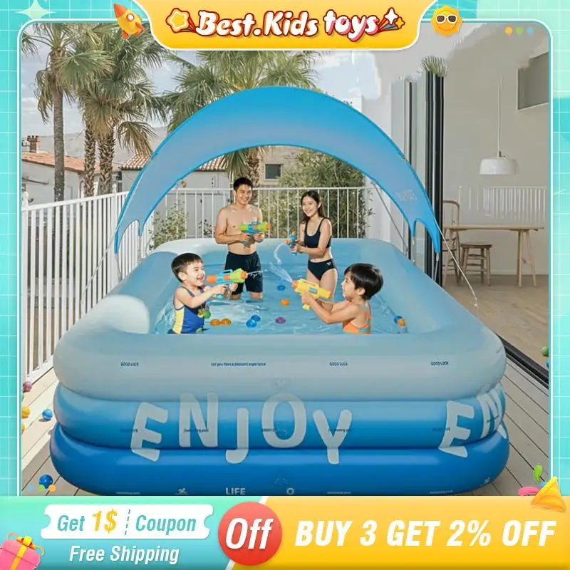 

Large Inflatable Swimming Pool With Sunshade Letter Thickened piscine gonflable Home Indoor Outdoor Kids Water Play Toy piscinas