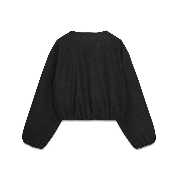 

Women's Pilot Jaet ort Sve Long Sve round Ne Soft Pure Color Simple Sle Outerwear Faionable Autumn Coat