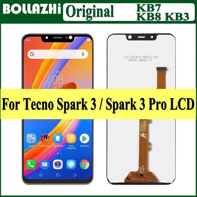 مراجعة وتحليل شاشة LCD وشاشة اللمس لجهاز Tecno Spark 3 Pro KB8 KB3