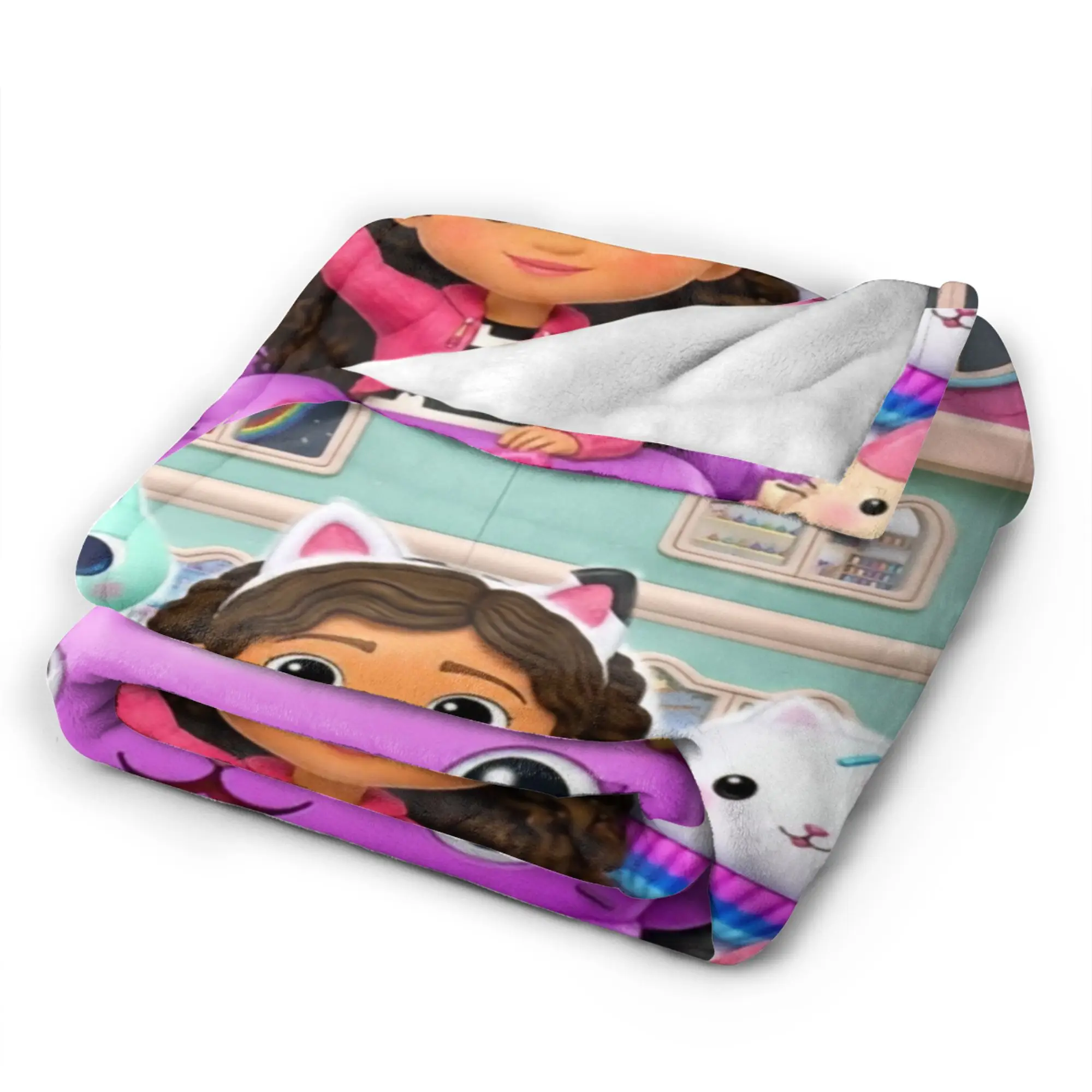 Gabbysed dollhouses Blankets  Warm Soft Novelty Plush Bedding Throws For Girls Boys Home Decor Flannel Bedspread Bed Cover