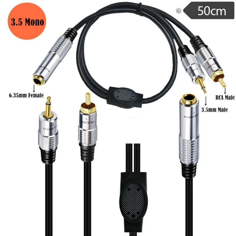 

Mono Y-type 6.35mm Female To RCA Male 6.35 Audio Cable 3.5mm Mono Male Mono To Extension Cable
