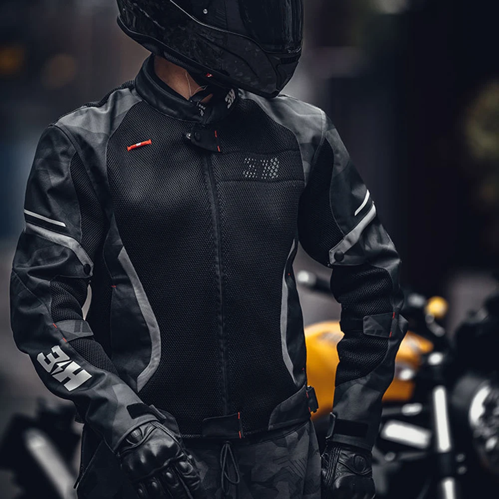 Men's Motorcycle Clothes Breathable Motorcycle Mesh Jacket Fall Prevention Leisure Cycling Clothes New Racing Suit Motion