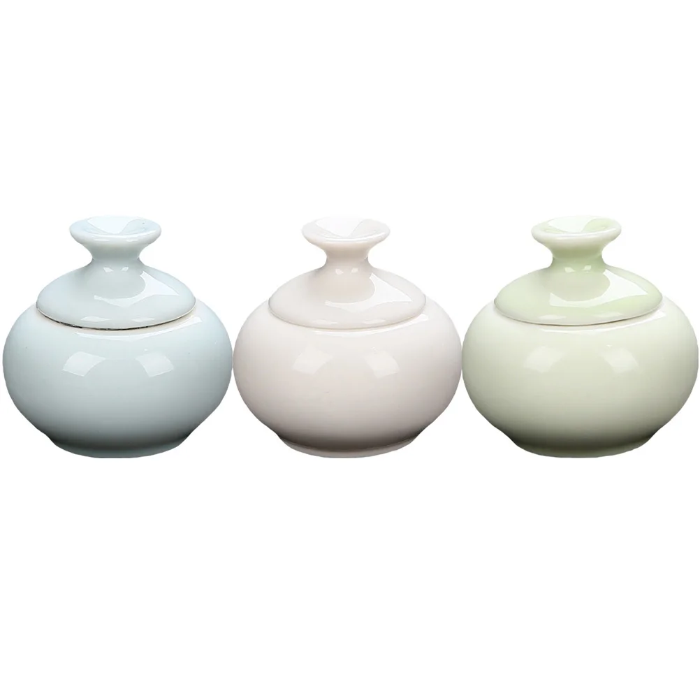 

3Pcs Ceramic Sample Jar Compact Portable Refillable Cosmetics Container Small Cream Jar Travel Skin Care Holder