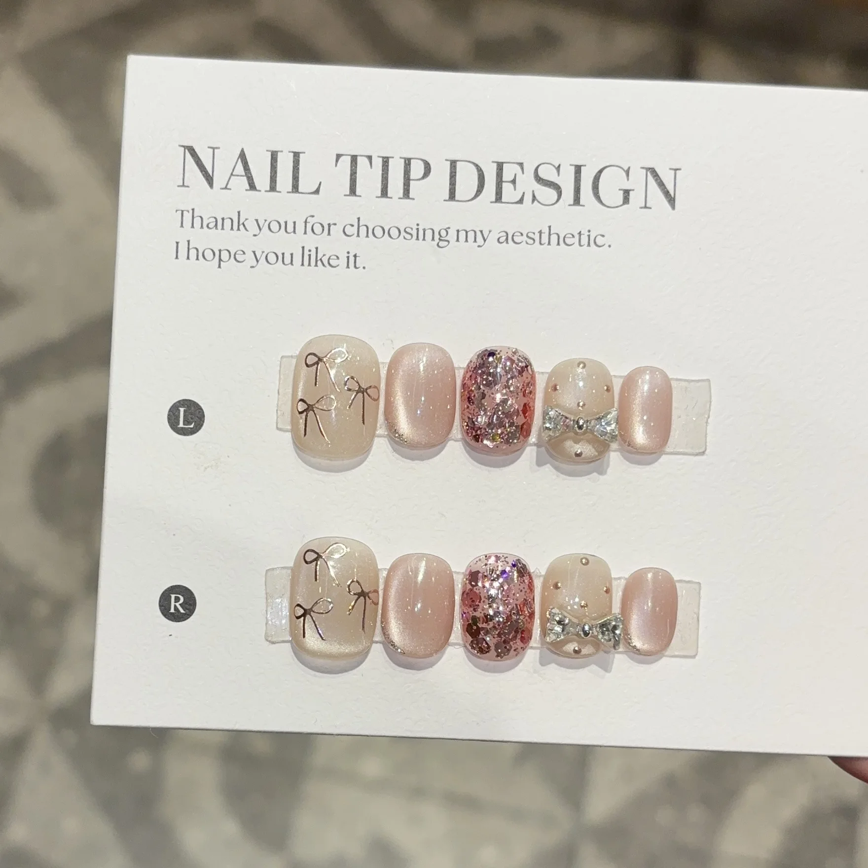 10 stuks handgemaakte glitter cat eye korte Franse pers op nagels boog pailletten ontwerp schattige nepnagels draagbare nageltips kunst