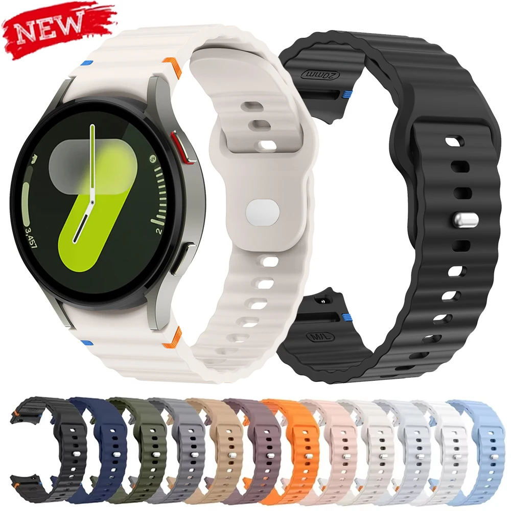 

Pop Silicone Strap For Samsung Galaxy Watch 7/6/5/4 44mm 40mm/6 Classic 43mm 47mm/5 Pro 45mm Soft No Gaps Bracelet Official Band