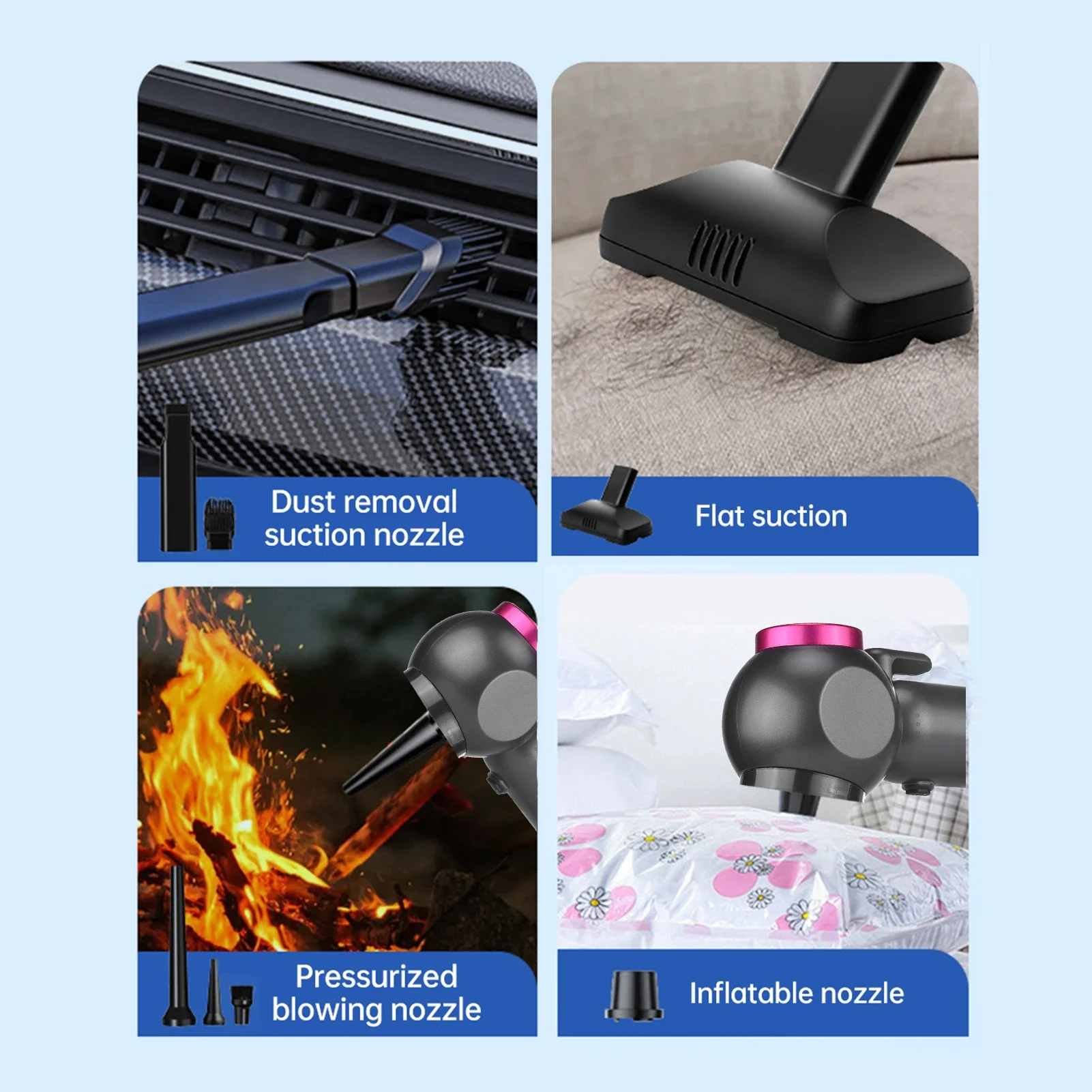 เครื่องดูดฝุ่นไร้สายแบบมือถือ 2in1 แรงดูดสูง สำหรับรถยนต์และบ้าน พกพาสะดวก 16000PA
