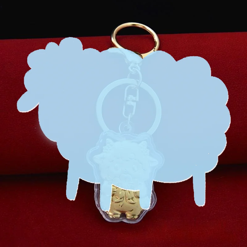 2027 Zodiac Sheep Key Charm Gold-Tone Foil Keyring 1Pcs Lightweight Decor for Car Bag Festival Souvenir