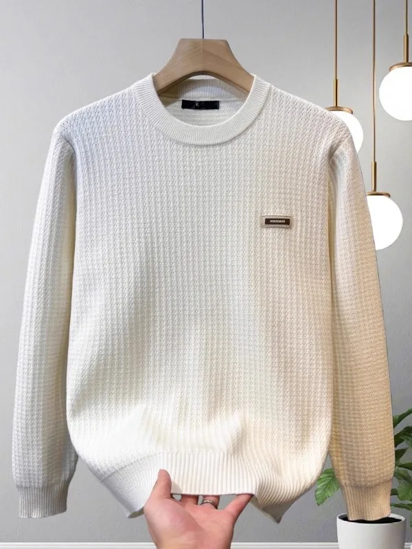 

2025 New Men's Long Sve Knitwear Simple Versatile Inner Wear Casual Sle Soft Cotton Color round Ne Top Coat