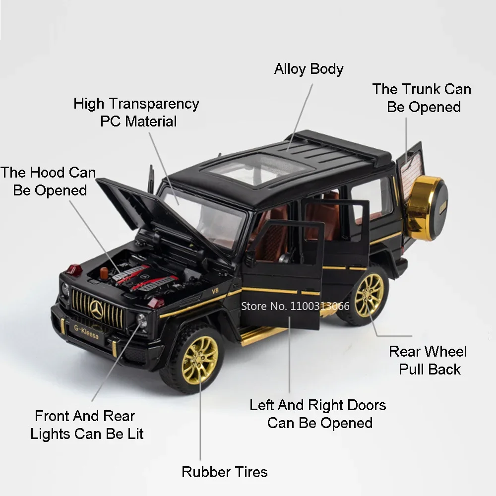 1:32 Benz G63 Alloy Diecast Cars Toys Models with Light Sound Vehicles 6 Doors Opened Miniature Off-road Children Festival Gifts