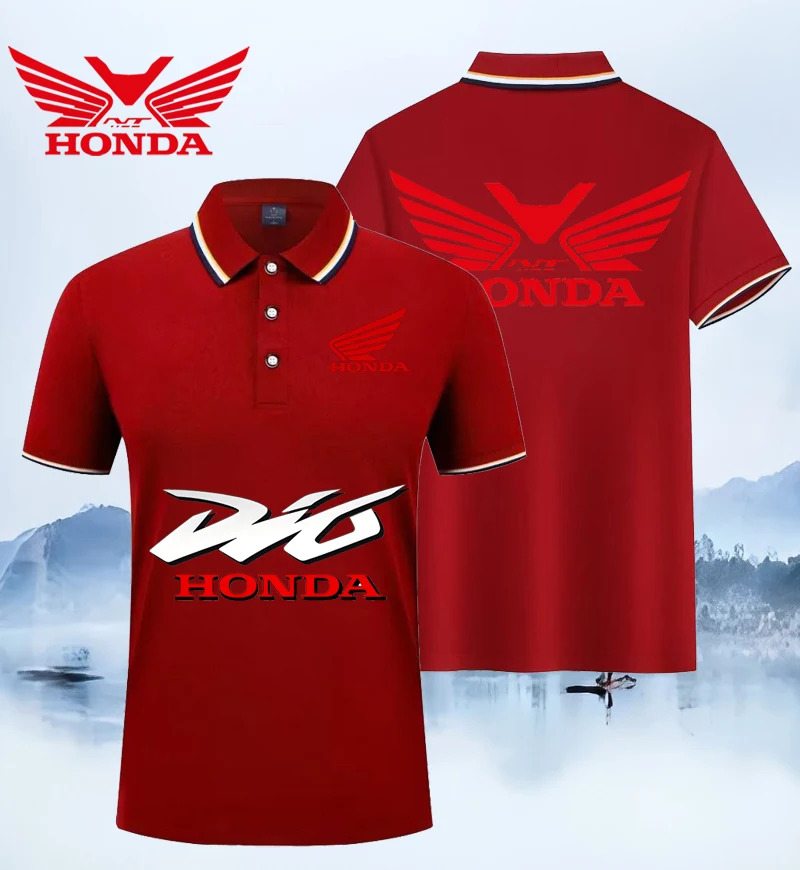 

Honda 2026, летняя новая мужская спортивная повседневная одежда для бега, рубашка-поло унисекс с принтом и лацканами, мотоциклетная одежда, Roupa Motocross