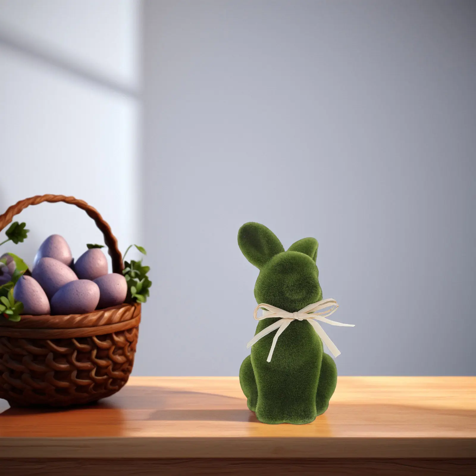 

Easter Bunny Ornament Artificial Flocking Rabbit Statue Delightful Garden Decoration Easter Party Rabbit Craft