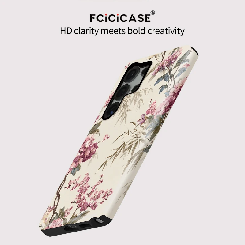 Fcicicase S23 + حافظة هاتف لهاتف سامسونج جالاكسي S25 الترا S 24 S24 + S20 FE S23Plus مقاومة للصدمات زهرة نمط أكريليك خلفي Funda #5