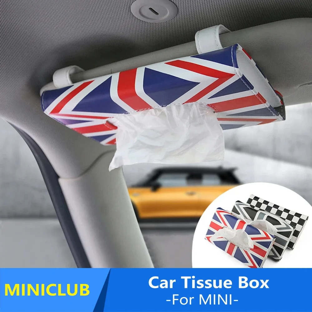 Car Sun Visor PU Tissue Box Paper Napkin Holder For Mini Coopers JCW One R53 R55 R56 R60 R61 F55 F56 F60 Car Styling Accessories