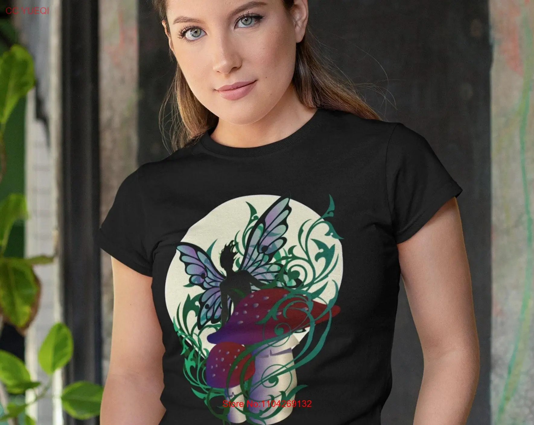 Mushroom Fairy T Shirt Fairycore Fairywings Cottagecore Faery Fae s For Her long or short sleeves