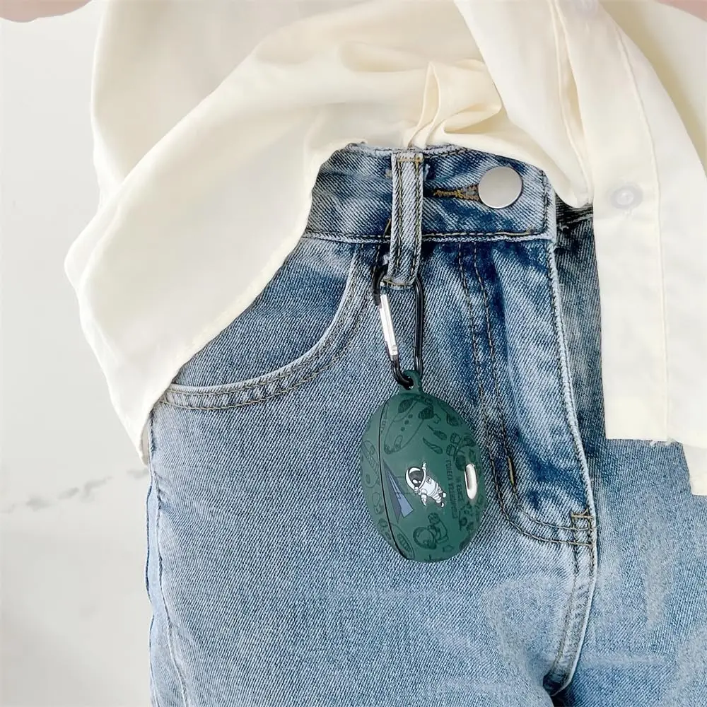 حافظة سماعة الرأس لهاتف Huawei Freebuds 6i (إصدار 2024)، غطاء لرااد الفضاء الكرتونية اللطيفة لرجل الفضاء الكريستالي مع خطاف