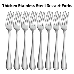 8pcs/6pcs Hotel Steak Forks Comfortable Grip Stainless Steel Silver Forks Arc Teeth Table Forks Use for Home/Kitchen/Restaurant