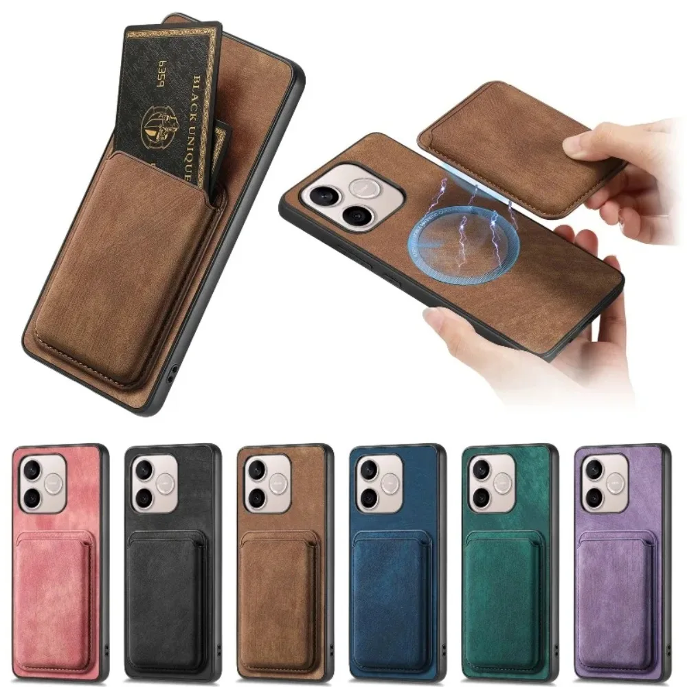 Image of Retro Luxus PU-Leder Handyhülle für Honor 600 Lite 500 400 Pro Magic 8 Pro mit magnetischem Kartenfach, Brieftasche und Anti-Sturz-Schutz.