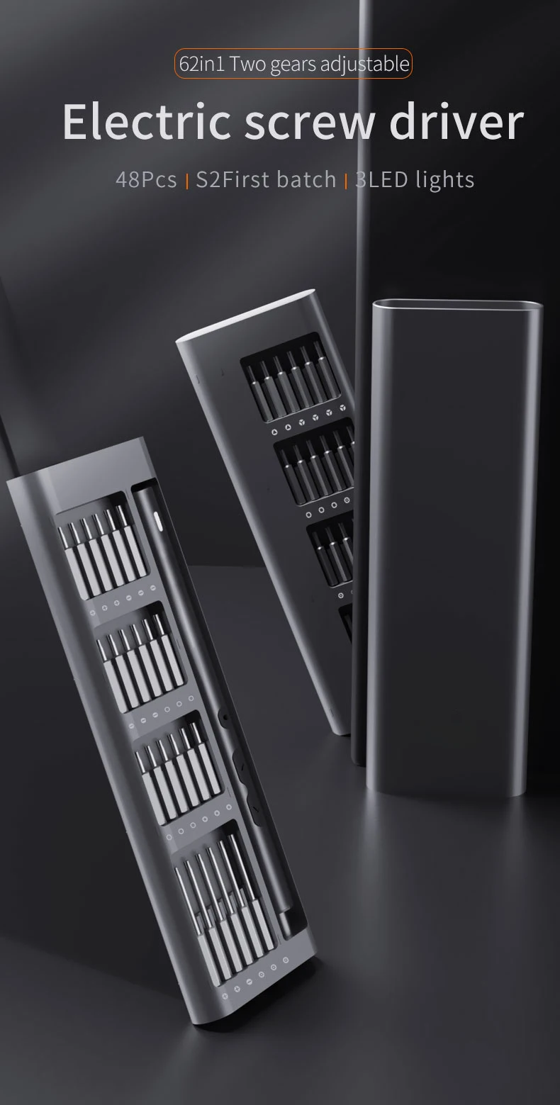 51-teiliges Präzisions-Schraubendreher-Set, Metallgehäuse, 0,25–0,35 N·m, 48 S2-Bits, 350 mAh wiederaufladbar, für die Reparatur von Elektronikgeräten und für Heimwerkerprojekte. – Detail 9