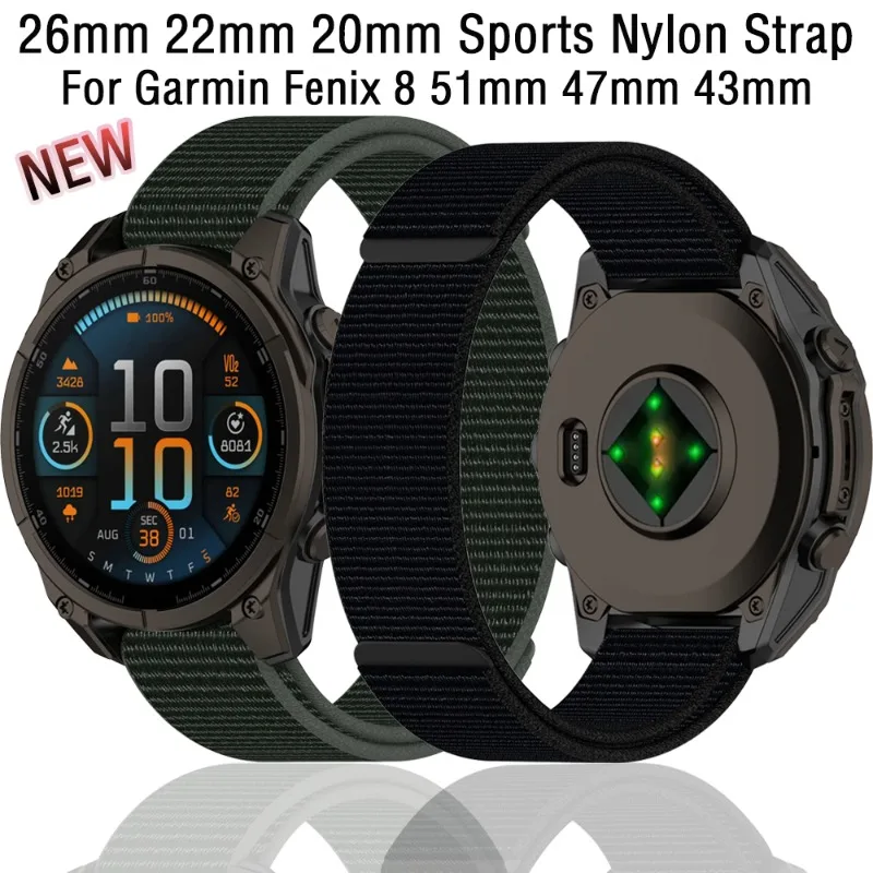 26 مللي متر 22 مللي متر 20 مللي متر الرياضة النايلون حزام ل Garmin Fenix 8 51 مللي متر 47 مللي متر 43 مللي متر سوار معصمه ل Fenix E 7X Enduro3/Quatix7 برو كوريا