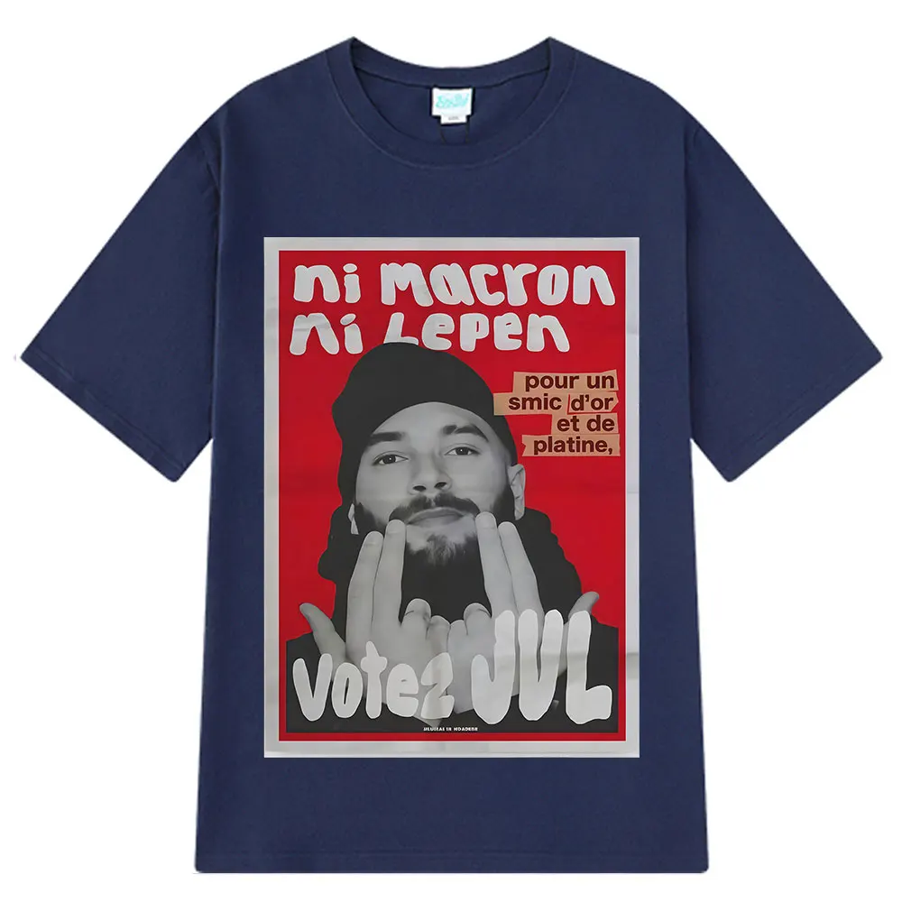مغني الراب الفرنسي التصويت JUL موضة الرسومات تي شيرت الرجال النساء الهيب هوب تي شيرت قصيرة الأكمام عادية المتضخم تي شيرت الشارع الشهير