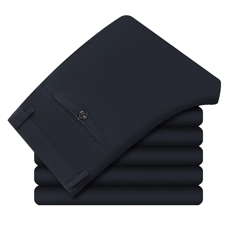 Premium Baumwoll-Bürohosen für Herren Bügelfrei Pflegeleichter Stoff Gürtelkompatibles Design Tägliche Casual-Event Lange Hosen – Detail 7