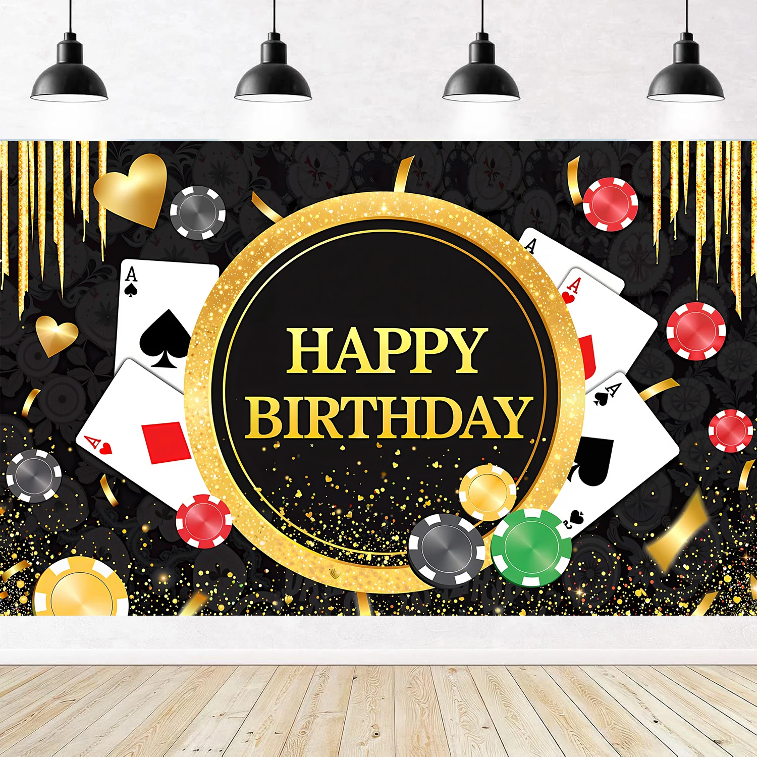 Casino Party Theme Background Birthday Party Photography Background Decoration Polyester Banner DIY Party Decorations 180*110cm