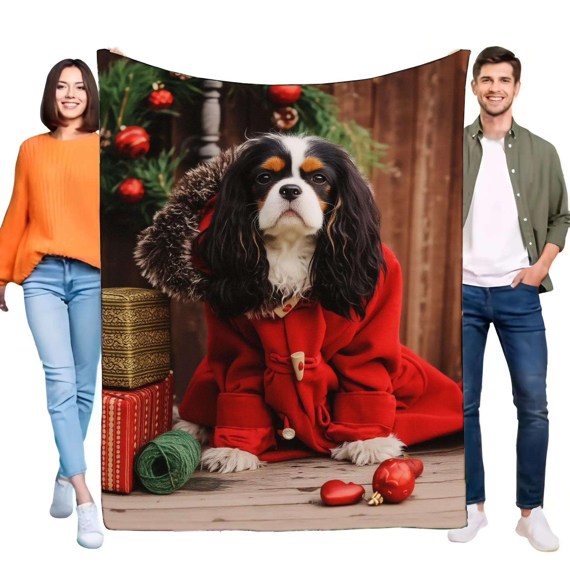 Niedliche Cavalier King Charles Spaniel Hundedecke, gemütliche warme Überwurfdecke für Haustiere und Heimdekoration, Weihnachtsgeschenk, perfekt für Tiere
