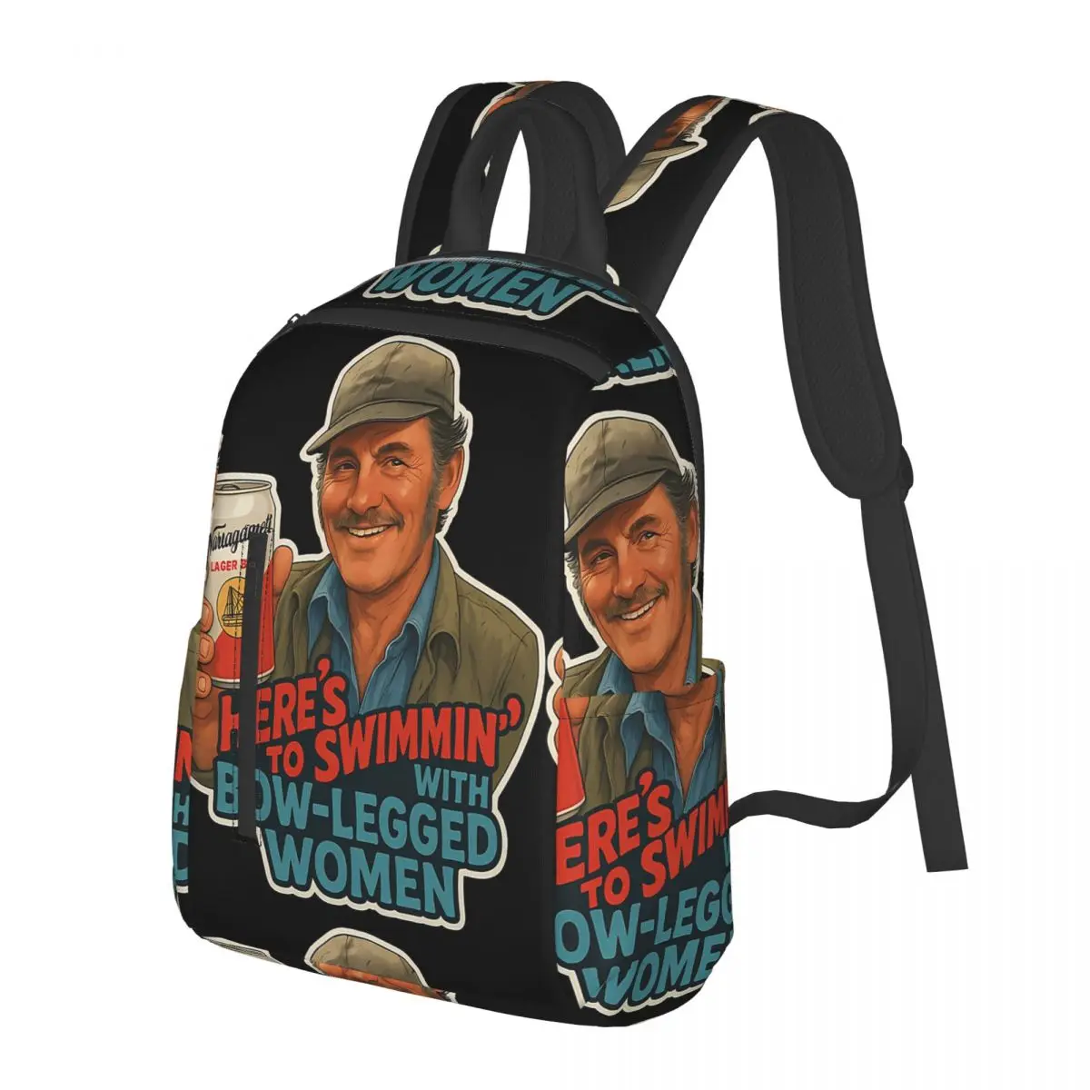 Heres To Swimmin Quint Jaws Movie Quote Student Backpack School Bag Hiking Travel Daypack for Boys Girls Bookbag Shoulder Bags