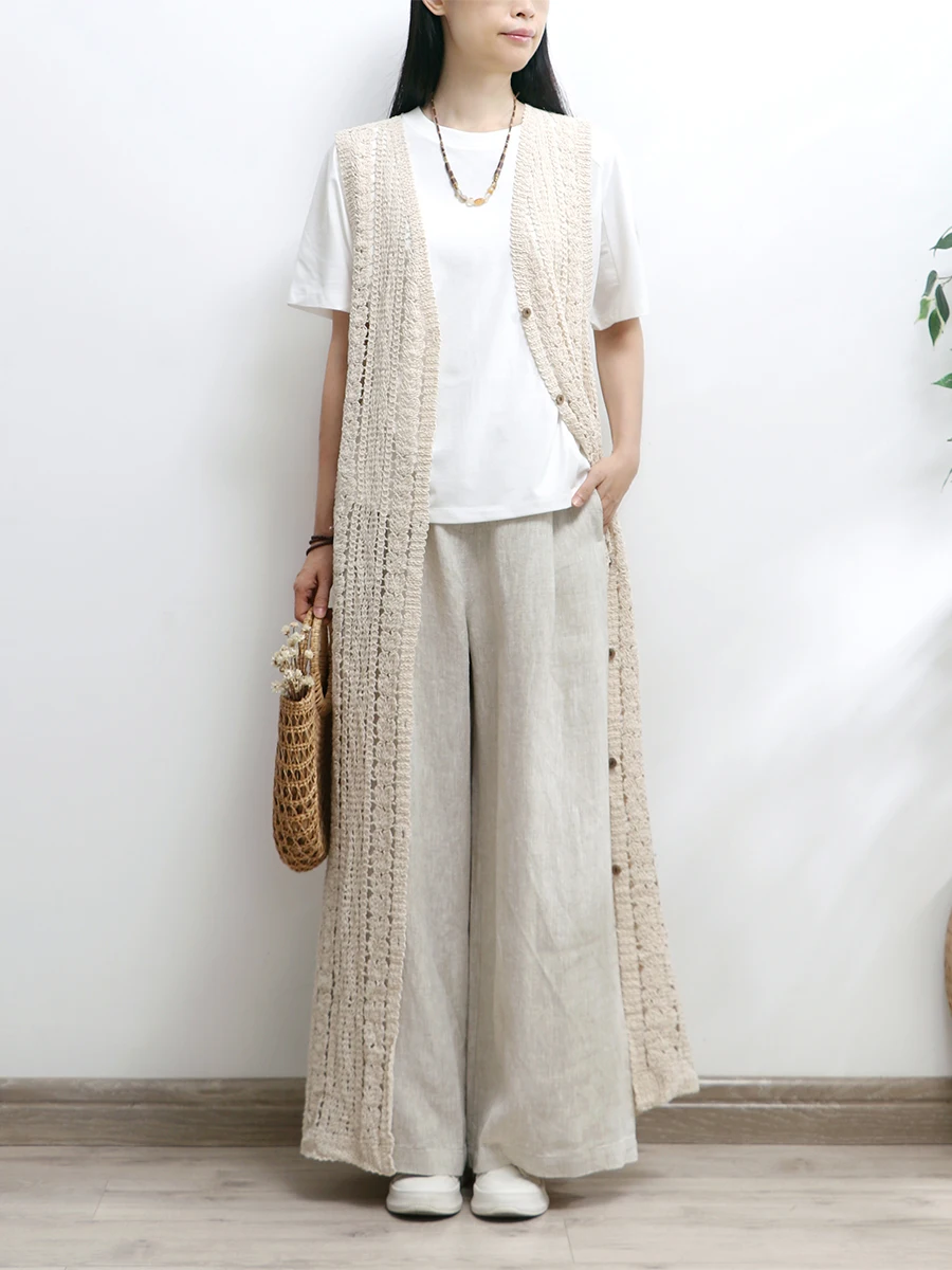 TIYIHAILEY Free Shipping Knitting Single Breasted Long Maxi Outerwear Sleeveless Vest Cardigan Sweater