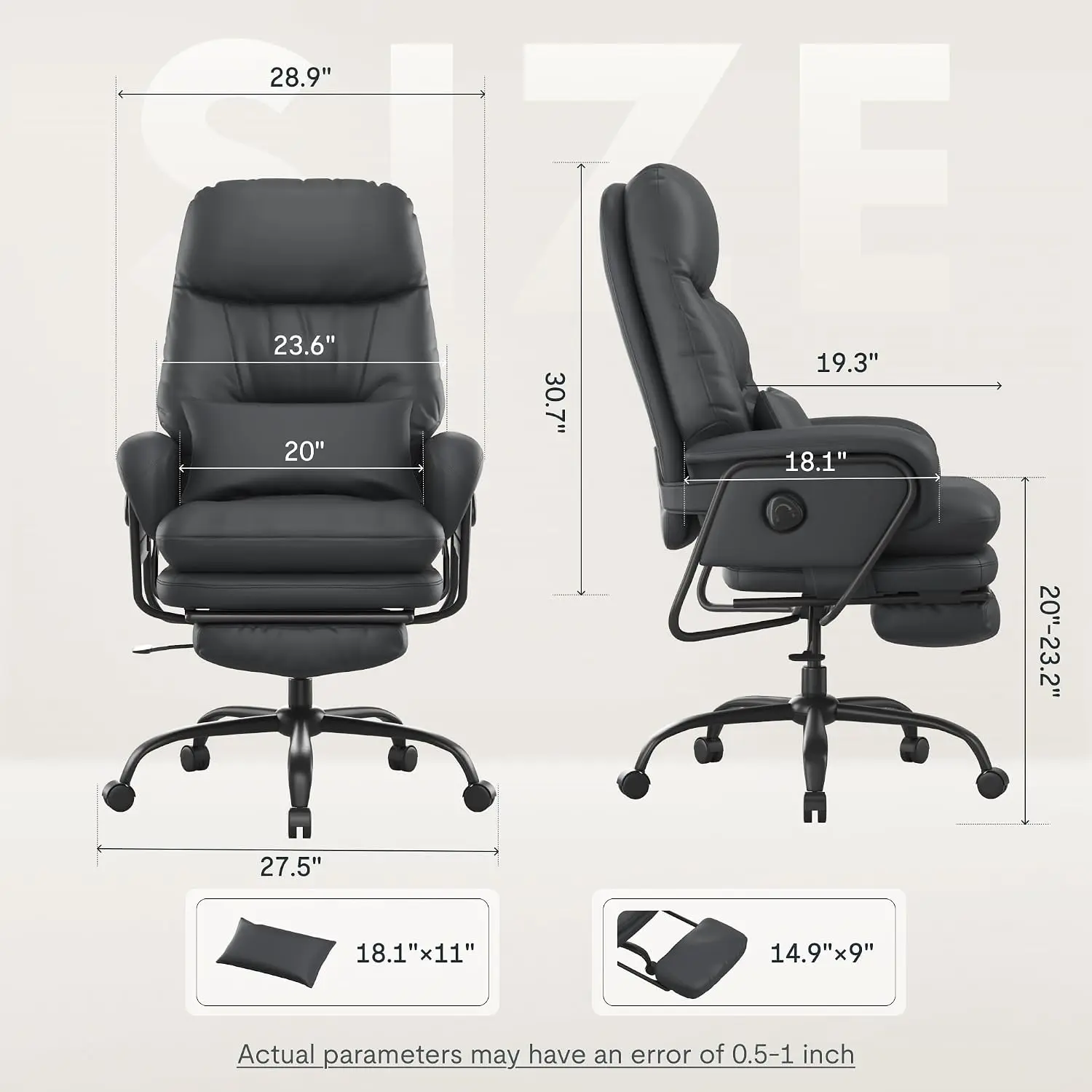 Computer Desk Chairs Indoor Lounge Chair with 90-165° 4-Level Reclining, Chairs for Working Relaxing, PU Leather, Basic Back