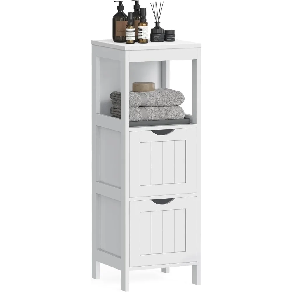 Bathroom Floor Cabinet, Bathroom Storage Organizer Rack Stand, Multifunctional Corner Unit, 2 Drawers, 35 Inches in Heig