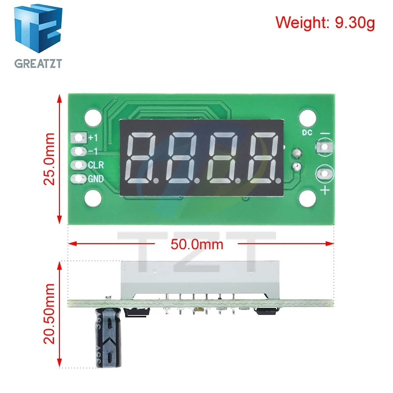 0-9999 DC 4-25V Electronic Digital Counter Module LED Low-Level Switching Counter Module With Power Cut Memory Function Board