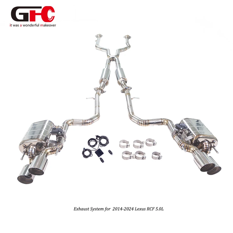 Sistema de Escape Cat-Back de Titanio GFC para Lexus RC F 5.0L V8 2022 – Sistema de Escape Cuádruple con Doble Silenciador y Doble Válvula