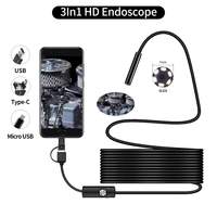 8mm Sewer Industrial Endoscope Waterproof Piping Endoscopy Type C Mini Camera 3 in 1 Automotive Borescope for Android