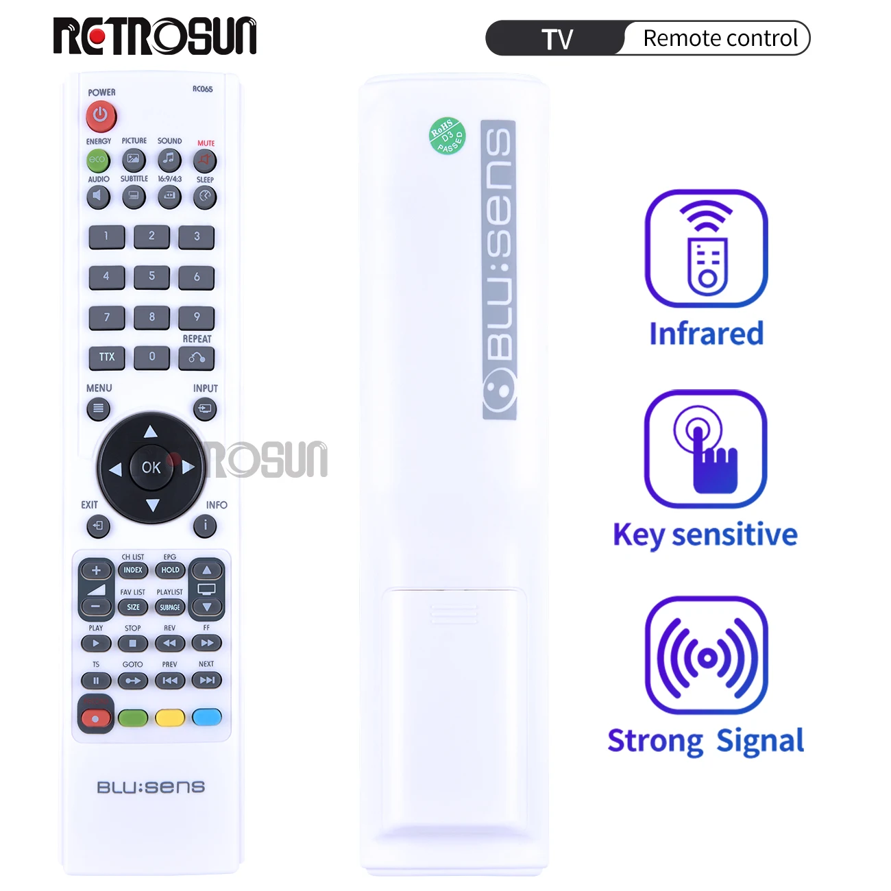 

New Remote Control RC065 For Blu:sens H304B22A H308BB22A H324B24A H326B22A H326B24A H326W24A LCD TV