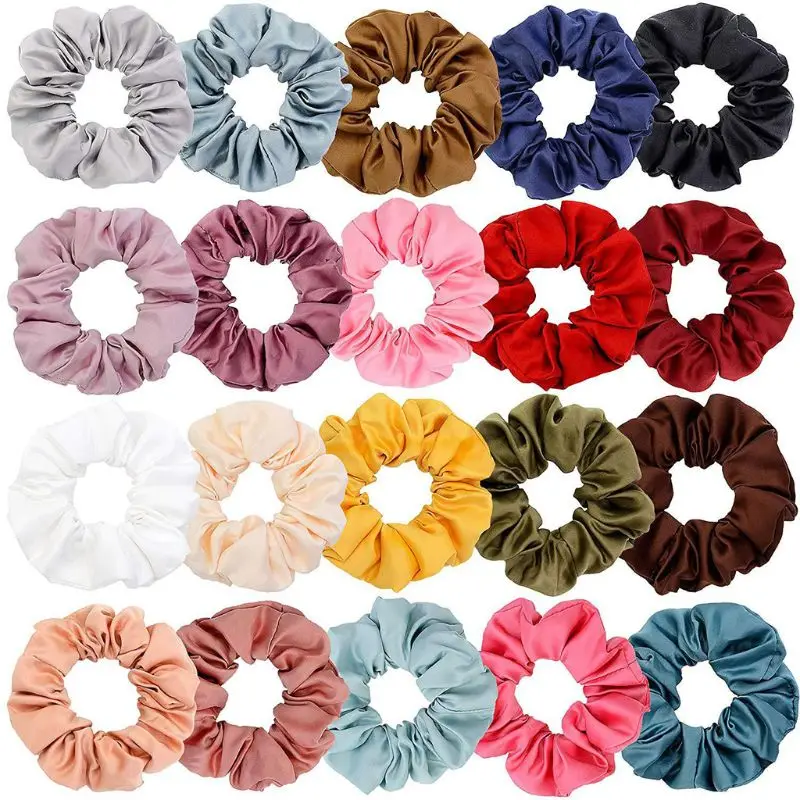 20Pcs Elastic Hair Bands Scrunch Ponytail Holder Hair Ties Women